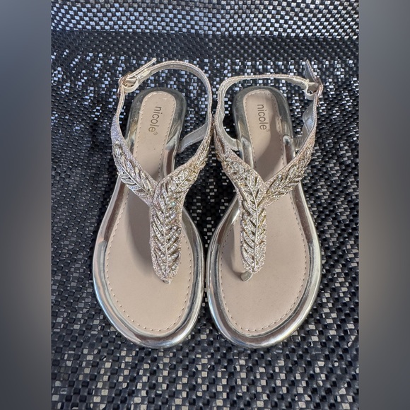 Nicole Shoes - Nicole Women's Glittering Sandals - Silver and gold